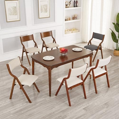Ball & Cast Juego de 2 sillas de comedor plegables, Silla de oficina plegable Con estructura de Madera, sillas de cocina tapizadas portátiles Para actividades al Aire Libre, Color Gris Pardo