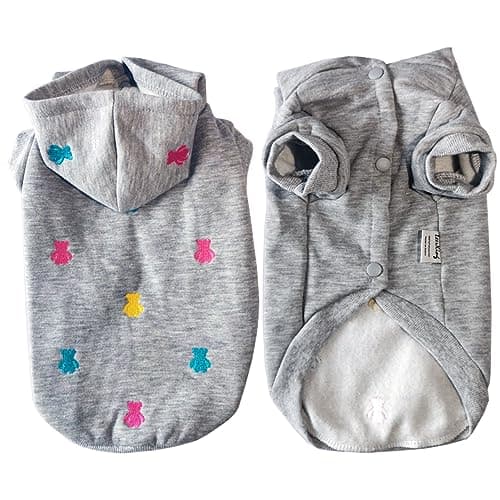 LeerKing Sweats à Capuche pour Chien Chaud Sweatshirt en Coton Chiot Vêtement pour Moyen Petit Chien Chat Gris XXS