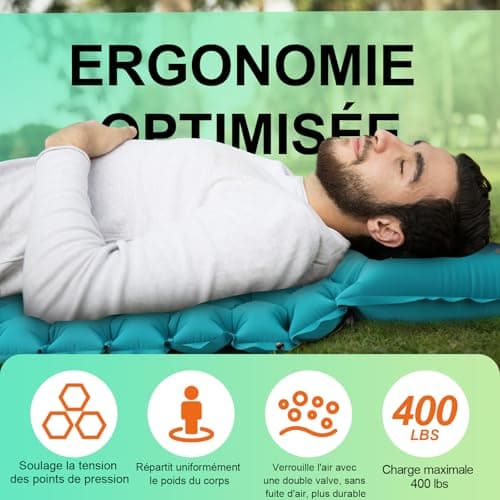 iParaAiluRy Matelas de Camping Autogonflant - Ultraléger de Matelas Gonflable avec Pompe à Pied, Portable Tapis de Matelas Pneumatique pour Plage, Voyage, la Randonnée
