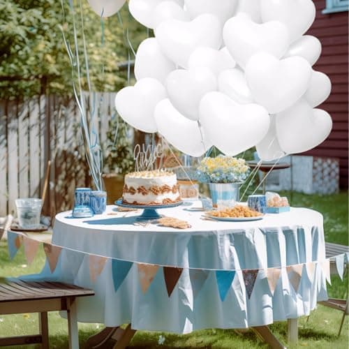Demarsen 50Pcs Ballons de Baudruche en Forme de Cœur, Blanc Ballons de Mariage, Ballon Helium en Latex, Décorations pour Romantique Fête Anniversaire Engagement Mariage Party Valentine