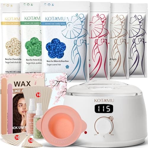 KOTAMU Chauffe Cire Kit de Cire pour Femmes et Hommes, Chauffe Cire Epilation Professionnel pour Poils Épais, Fins et Peau Sensible, Pot à Cire Numérique avec 44 Accessoires pour Maison et Salon