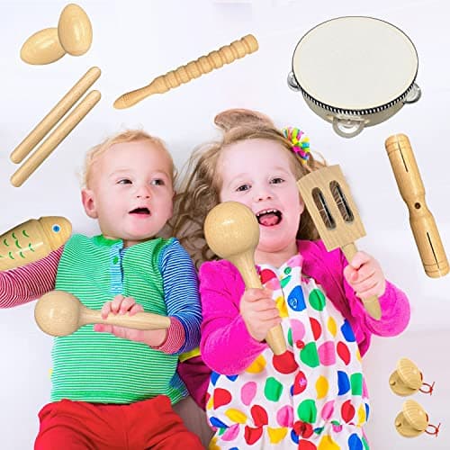 Instruments de Musique en Bois pour Tout-Petits & Bebe, Ulifeme Enfant Instrument de Musique Enfant 3-6 Ans, Petit Instrument de Musique en Bois Set Instrument Musique Enfant Kit Instrument de Musique