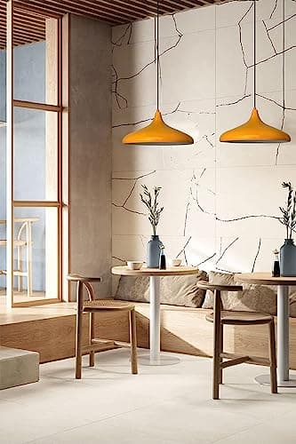 bamyum Champion Suspension Luminaire Vintage, Lustre Salon de 35 cm, Lustre Cuisine en Métal, Lampe E27 Vintage pour Chambre, Suspension Luminaire pour Salle à Manger, Couloir, Jaune Melon