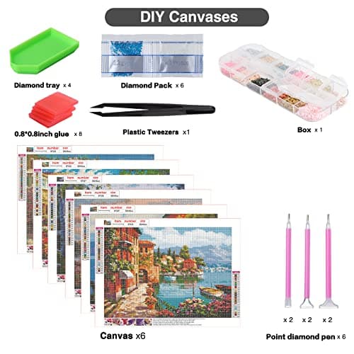 Kinsinder 6 Pack Diamond Painting Personnalisé, 5D Broderie Diamant Peinture Kit, Full Drill Peinture Diamant pour Adulte EnfantsArtisanat Décor Murale À La Maison