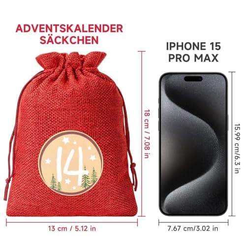 Alintor Calendrier de l'avent a Remplir Soit Meme, 24 Calendrier de l'avent Vide, Grands Calendrier Avent a Remplir, Sac Pour Calendrier de l'avent 2024 Femme Homme