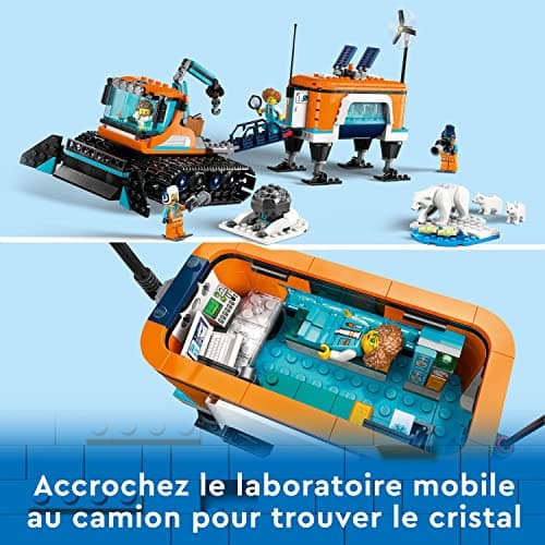 LEGO City Le Camion d’Exploration Arctique et Le Laboratoire Mobile, Jouet pour Enfants Dès 6 Ans, Garçons, Filles, Set sur la Science avec Véhicule, et 3 Figurines d'ours Polaire 60378