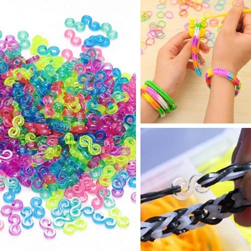 ATBUSS 1000pcs accessoires de sangle, boucles de bande élastique de couleur en forme de S, accessoires de bijoux de bricolage pour attacher des accessoires de bijoux de bracelet de sangle (coloré)