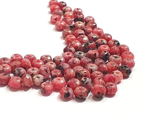 Lot de 30 perles en agate à facettes, rondes, semi-précieuses, 4 mm, jaspe rouge