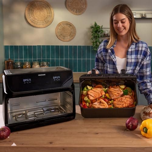 Cecotec Air Fryer Cecofry&Grill Duoheat 10000. Friteuse à Air sans Huile 10L, Grill et Plancha, Résistance Double, 2800W, Cuisson Rapide, Moins de Graisse, Résultats Consistants