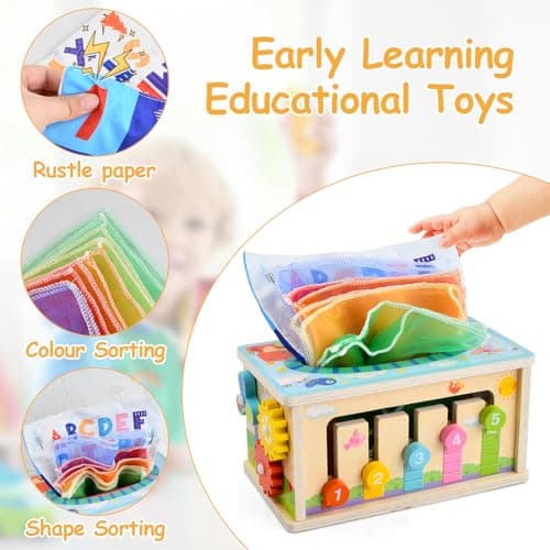Focenat Jouet Enfant Montessori en Bois, 9-in-1 Jeu de Pêche Magnetique Éducatif, Jouet Motricité Fine pour Bébé 3 4 Ans, Cadeau Garçons Filles