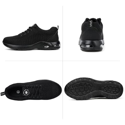 ziitop Chaussures de sécurité Homme Femme Basket de Securite Baskets Chantiers Embout Acier Respirant Chaussures de Travail Légère Anti-Perforation Tout Noir 38 EU