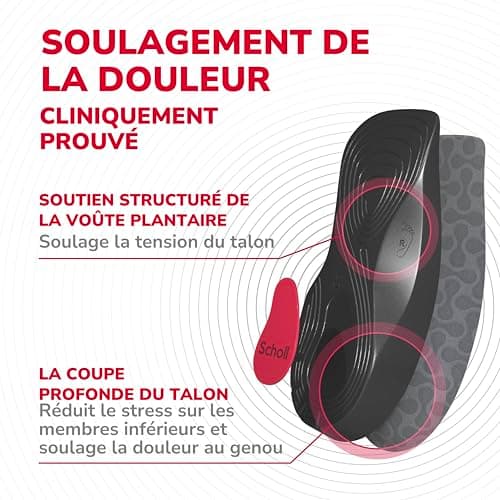 Scholl In-Balance Semelles Orthopédiques Homme & Femme pour soulager les Douleurs aux Genoux & Talons - Stabilité du Pied et Absorption des Chocs grâce à son Talon Renforcé, Taille 40-42