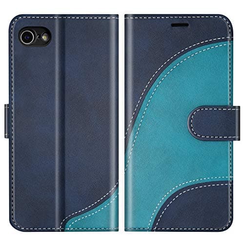 BoxTii Coque pour iPhone SE 2020 / iPhone 8 / iPhone 7, Portefeuille Etui en Cuir PU, Magnétique Protection Housse Coque pour iPhone SE 2020 / iPhone 8 / iPhone 7, Bleu