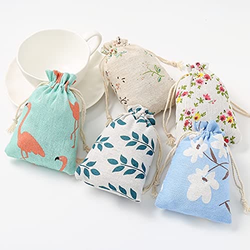 DAHI 25pcs Sacs en Coton avec Cordon 10 x 14 cm Petits Sacs en Tissu Sacs Cadeau avec Cordon Sachets en Lin Chanvre Jute Sac à Cordon Sachets Pour bijoux-B