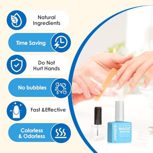 1 pcs 15ml Dissolvant de Vernis à Ongles en Gel,Enlève Facilement et Rapidement le Vernis Gel en 3-5 Minutes,Dissolvant Remover Avec Limes à Ongles et Grattoir à Cuticules