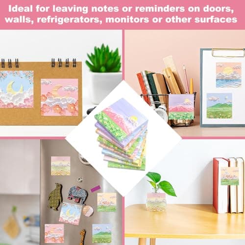 ANTHYTA 640 Pièces Notes Autocollantes Colorés, Notes Autocollantes Colorées 80x80mm, Notes Sticky, Super Sticky Notes Carrées, Notes Adhésives Roses pour École, Bureau, Maison, Réunion