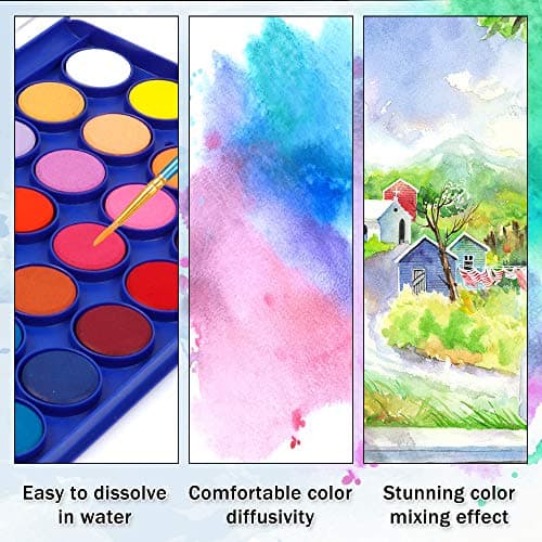 Shuttle Art Aquarelle Peinture, 36 Couleurs Set de Peinture Aquarelle avec 6 Pinceaux et 1 Bloc Aquarelle, Aquarelle Palette Parfait pour Enfant et Débutant pour Peinture et Loisirs Créatifs