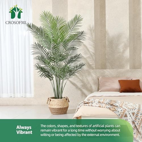CROSOFMI Plante Artificielle Areca Palmier 170 cm Fausse Plante Interieur et Exterieur en Pot Plastique Arbre Artificiel Salon Balcon Chambre Verte Décoration (1 Pack)