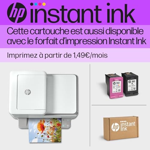 HP 302 Cartouche d'Encre Noire Authentique (F6U66AE) Standard