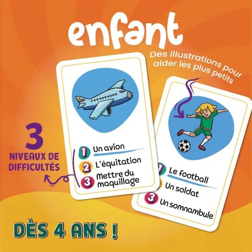 ZENAGAME Génération Mimes Jeu de société - Jeu d'ambiance - Famille - Jeu de mimes - pour Enfant et Adultes- Jeu de Cartes dès 4 Ans