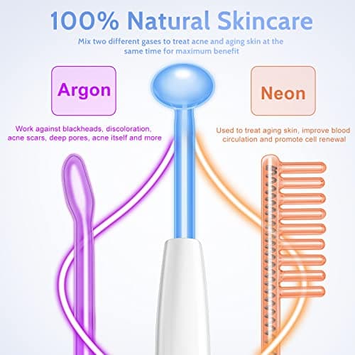 Yofuly Appareil Haute Fréquence avec 4 Bleu, Haute Fréquence Portable Visage Baguette, Outils de Beauté Facialepour Réduire Les Rides, Les Yeux Gonflés, Les Cernes, La Perte de Cheveux