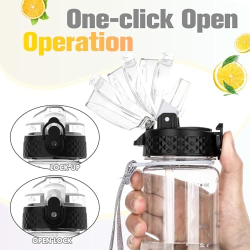GOPPUS 500ml/17oz Bouteilles d'eau pour enfants avec paille sans BPA Bouteille d'eau étanche pour enfants pour l'école Tritan Fille Garçon Bouteille d'eau sport réutilisable avec marquage de l'heure