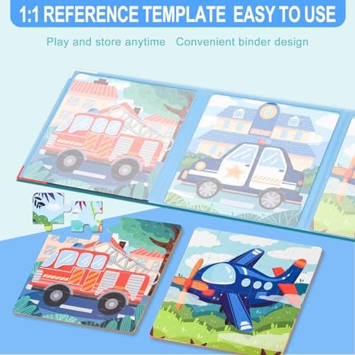 ASTARON Puzzles magnétiques pour Enfants de 3 à 5 Ans, pour Enfants âgés de 2 à 4 Ans, Jouet d'activités de Ferme/Voiture/Animaux, Aimant d'apprentissage, Cadeau pour Voyage en Voiture