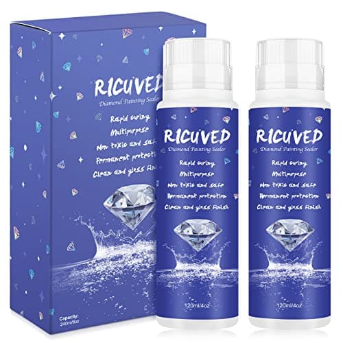 RICUVED 2Pack Diamond Painting Sealer 120ML Set, 5D Diamond Painting Glue Crystal Art Accessories Sealer Permanent Hold & Shine Effect Conserver for Diamond Painting & Jigsaw Puzzles DIY Craft