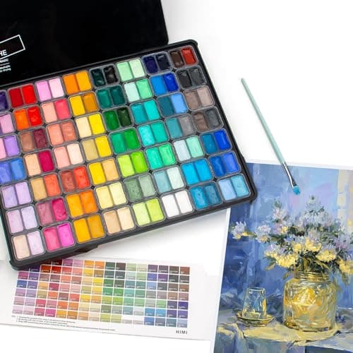 ARTFLY HIMI Set de peinture gouache, 112 couleurs x 12ml double tasse à gelée, design unique en forme de coupe gélifiée dans un étui portable, peinture à gouache opaque(noir)