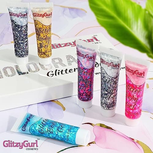 Gel cosmétique à paillettes holographiques pour le visage et le corps (lot de 6)