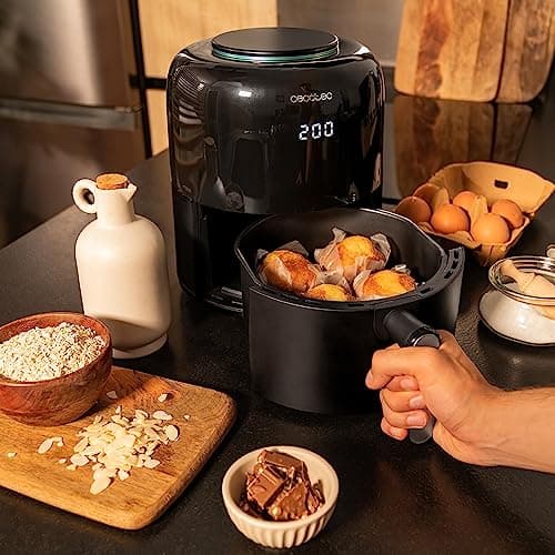 Cecotec Friteuse sans Huile Cecofry Compact 2000 Touch. 1200 W, Diététique, Numerique et Compacte, 1,9 L de Capacité, Thermostat, Temps ajustable, Technologie PerfectCook, Fonction Four