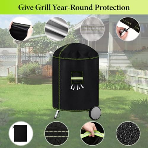 Housse Barbecue Exterieur, VDISRR Housse Bâche de Protection Résistante de 600D Oxford Housse Plancha Ø77 x 90 cm Anti-Vent/Anti-UV/Antipoussière/Anti-l'eau
