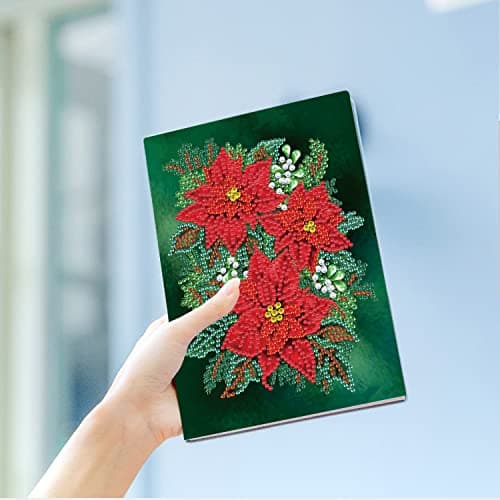 DCIDBEI DIY Cahier d'écriture de Coquelicots Rouges A5 de Peinture au Diamant Bloc Note, Fournitures Scolaires Rentrée Scolaire, Journal d'enfants Diamond Painting Cadeaux d'anniversaire 100 Pages