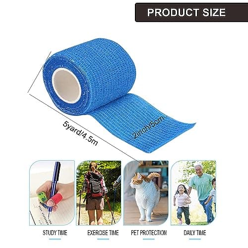 ANAMPION Bandage Autoadhésif, 5cm x 4.5m Bande Cohesive pour Les Humains Et Les Animaux, Bande Strapping Adhésif pour Gonflement Des Chevilles, Sports, Animaux (Noir, 24 Rouleaux)