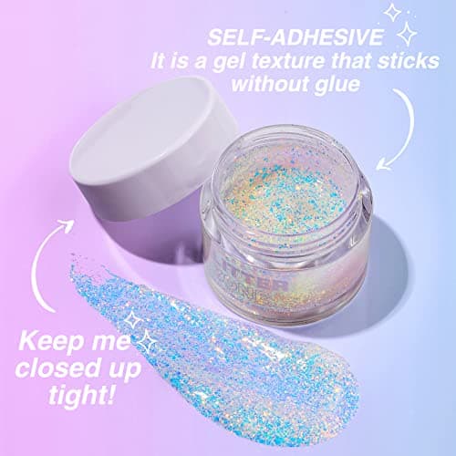 KTouler Paillettes pour le corps, le visage, 2 couleurs, paillettes holographiques pour cheveux, yeux, ongles, lèvres, maquillage, paillettes