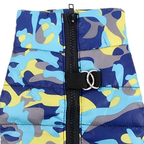 SELMAI - Manteau d’hiver matelassé motif camouflage avec boucles de laisse pour petit chien/chat