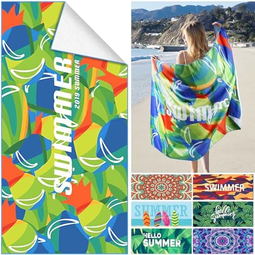 Euakee Serviette de Plage en Microfibre, XXL (180 x 90cm) Serviette de Bain, Anti-Sable et à séchage Rapide, Couverture de Plage Absorbante, Serviette de Sauna et de Sport pour Fitness, Yoga (EE04)