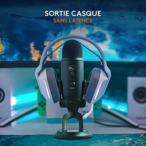 Logitech for Creators Blue Yeti Microphone USB pour Enregistrer, Streaming, Gaming, Podcast sur PC & Mac, Micro condensateur pour ordinateur portable et PC avec Effets Blue VO!CE, Plug and Play - Noir