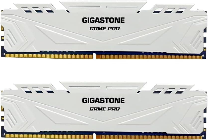 【DDR4 RAM】 GIGASTONE Game Pro 32Go Kit(2x16Go) DDR4 3200MHz PC4-25600 CL 16-18-18-40 Intel XMP 2.0 AMD Ryzen 1.35V UDIMM 288pin UnbuffeRouge Non ECC Mémoire Haute Performance pour PC Bureau-Blanc