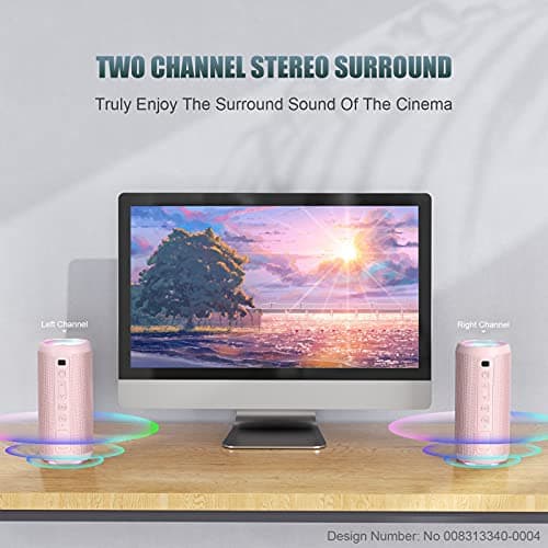 Ortizan Enceinte Bluetooth Portable sans Fils.lumière LED, IPX7 Lecture 30H, Volume Plus Fort et Basses améliorées,Durable pour Les Voyages, l'extérieur... (Pink)