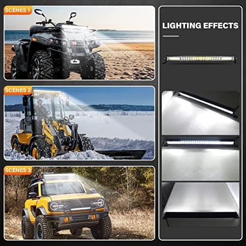 SKYWORLD Mince Phare de Travail Barre LED 61cm 216W Projecteur LED Voiture 7D Rampe Feux de antibrouillard Barre Lumineuse LED pour 4x4 Camion Tracteur Offroad Véhicules Atvs Utvs