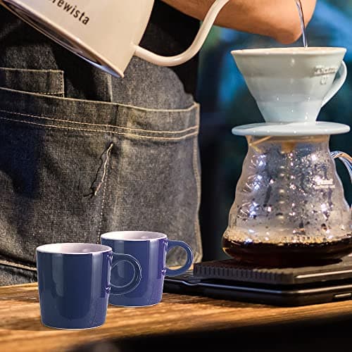 homEdge Lot de 6 mini tasses à expresso Procelain en céramique pour expresso, thé, 120 ml, bleu marine