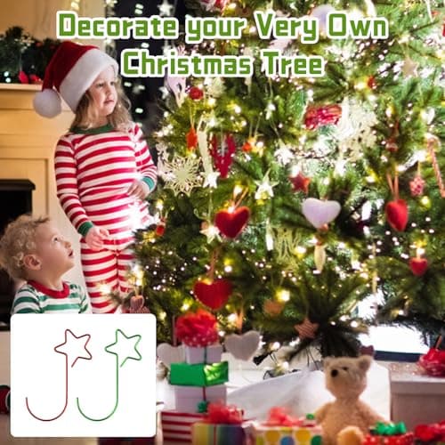 YBCCBY Crochet Boule de Noel, 120 Pièces Crochets d'Ornement de Noël Cintre d'Arbre de Noël Cintres de Décoration d'Arbre Crochets pour Boules de Noël en Forme de S Accroche Boule de Noel (Rouge Vert)