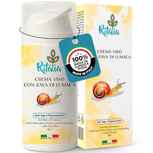 100ml BIO CREME VISAGE avec 75% BAVE D ESCARGOT et ACIDE HYALURONIQUE Ritalia® CREME HYDRATANTE ingrédients Anti-rides Anti-âge et Anti-taches et Contour des yeux POUR FEMMES HOMMES