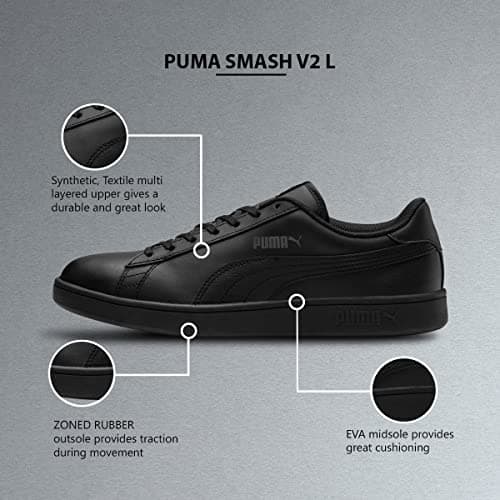 PUMA Puma Smash v2 L Baskets Mixte, Puma Noir Puma Noir, 43 EU