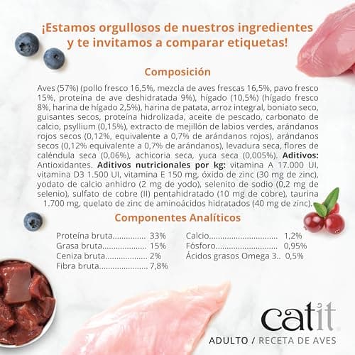 Catit Recettes Croquettes pour Chats, à la Volaille, pour Chats Adultes, Aliment Complet, 400 g, Aide à Prévenir la Formation de Touffes de Poils