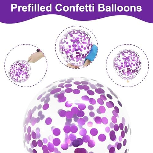 Teselife Ballons Noir Violet, 30Pièces Noir Violet Foncé Métal Violet Confettis Ballon Latex Hélium Ruban Hommes Femmes Genre Anniversaire Mariage Valentin Graduation Proposition Halloween Mascarade