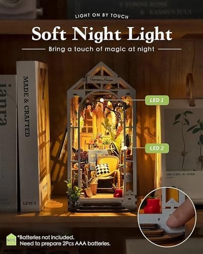 Rolife Book Nook Kit Maison Miniature à Construire Diy Maquette Adulte avec LED Lumières Décoration de Bibliothèque Livre Salon Booknook Puzzle 3D Bois Serre-Livres Diorama Idée Cadeau Femme
