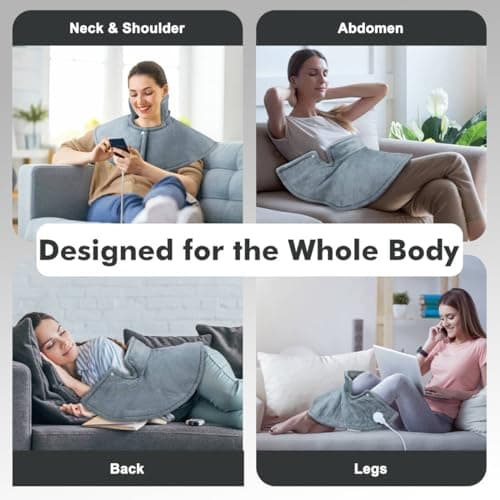 Uplayteck Coussin Chauffant Cervicales, Epaule et Nuque, 10 Niveaux de Chaleur, 3 Minuteries Arrêt Automatique, Lavable en Machine, Cadeaux pour Femmes Hommes Maman Papa, 45 x 50cm, Gris