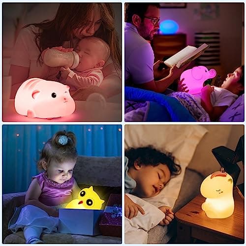 CHWARES Veilleuse pour enfants, veilleuse chat avec télécommande, lampe Kawaii 7 couleurs, décoration de chambre, rechargeable par USB, jolie lampe cadeaux pour bébé, enfants, petits, adolescentes